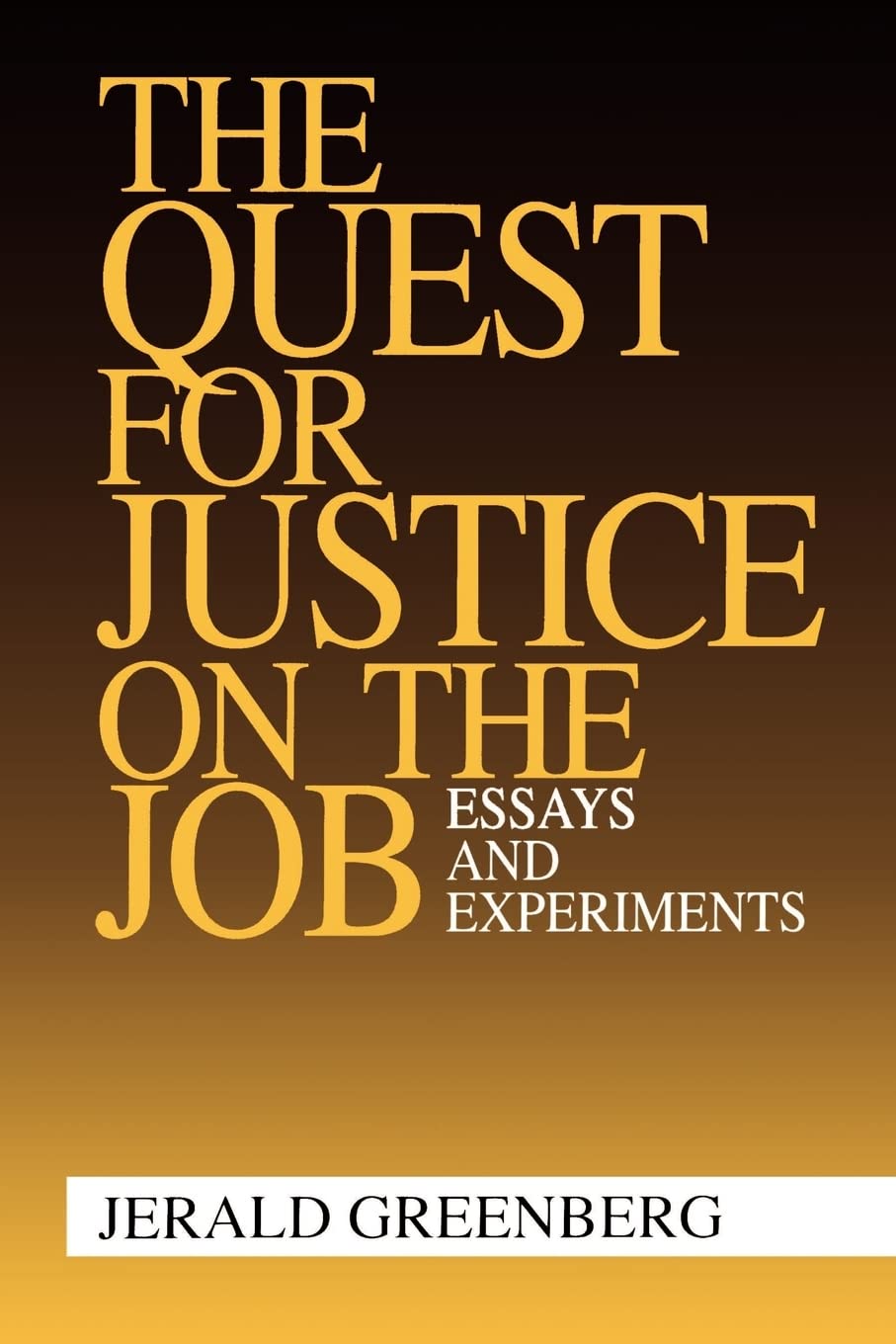 The Quest For Justice On The Job: Essays And Experiments,Used