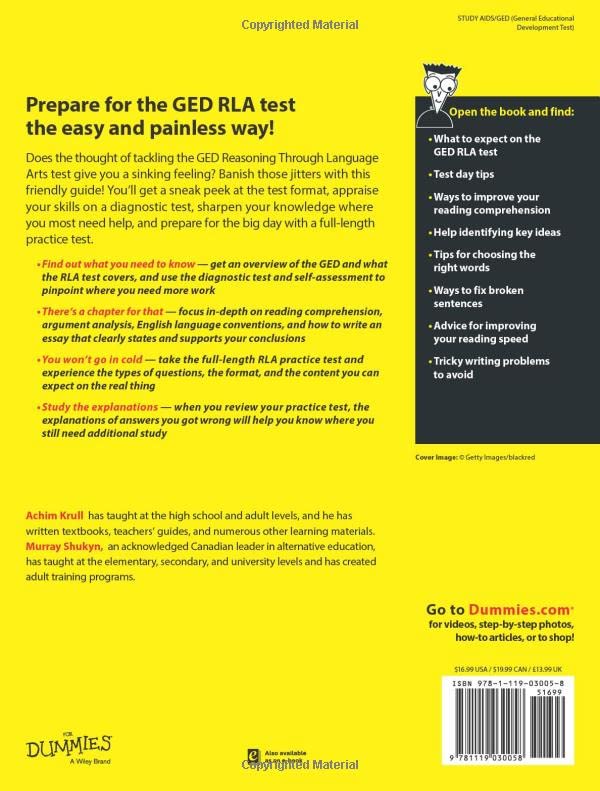 GED RLA For Dummies,Used