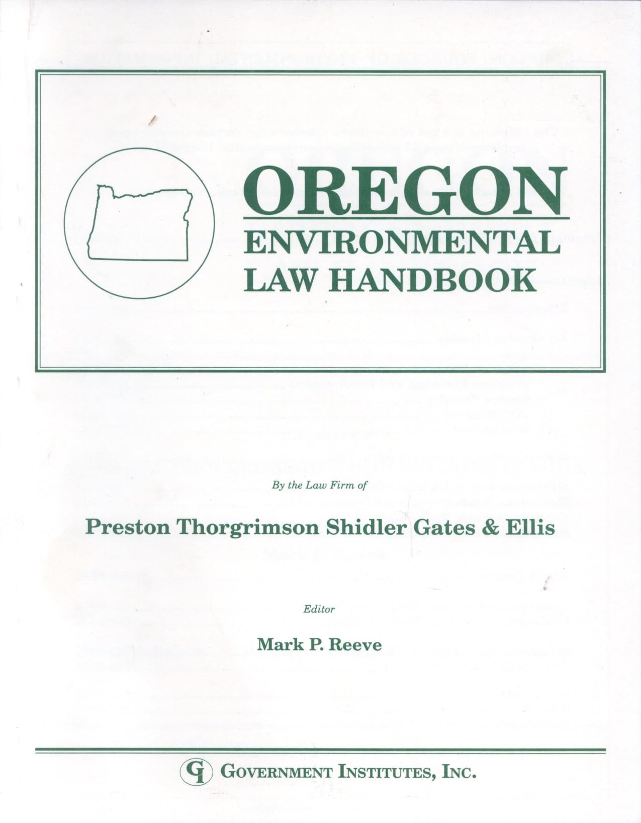 Oregon Environmental Law Handbook (State Environmental Law Handbooks),Used