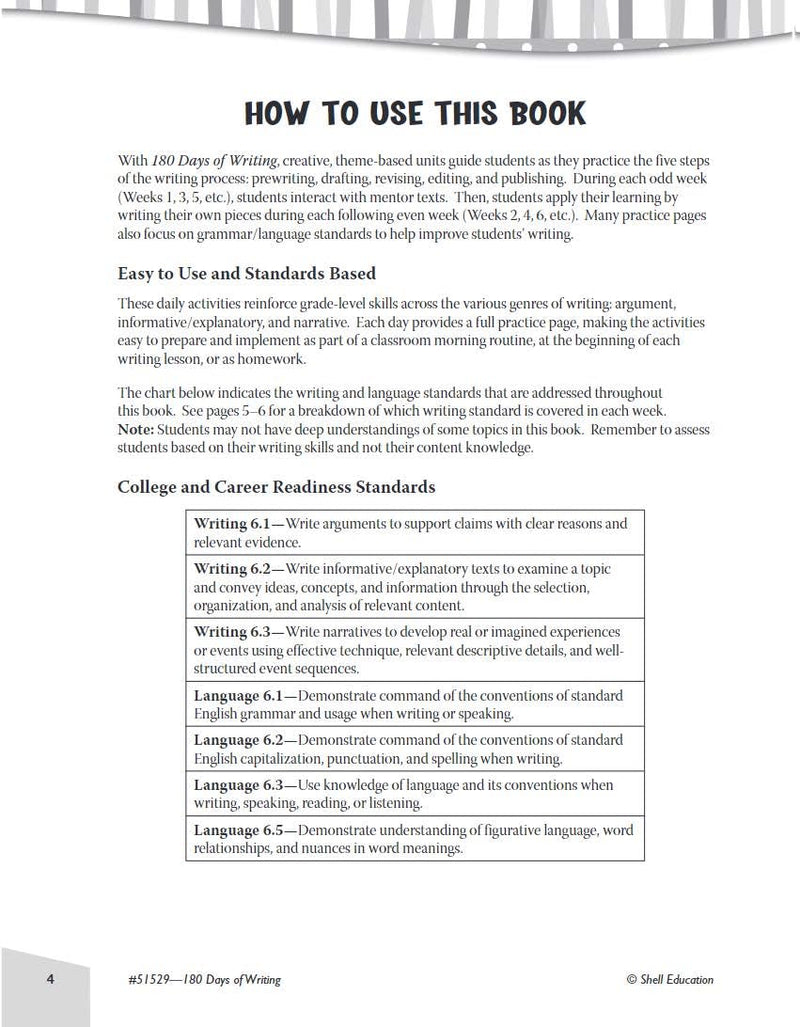 180 Days of Writing for Sixth Grade  An EasytoUse Sixth Grade Writing Workbook to Practice and Improve Writing Skills (180 Da,Used