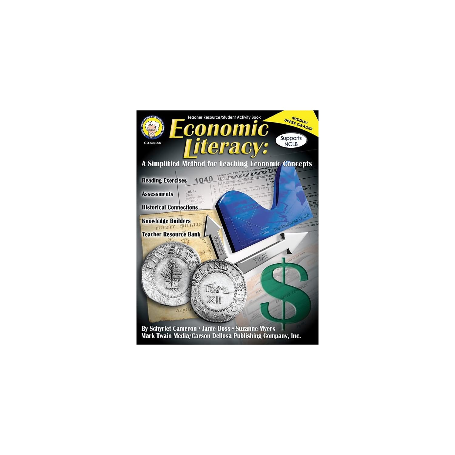 Mark Twain Economics Workbook, Grades 612 Financial Literacy Books, Money Management, Economy, and Taxes With Math Practice, Cl,New