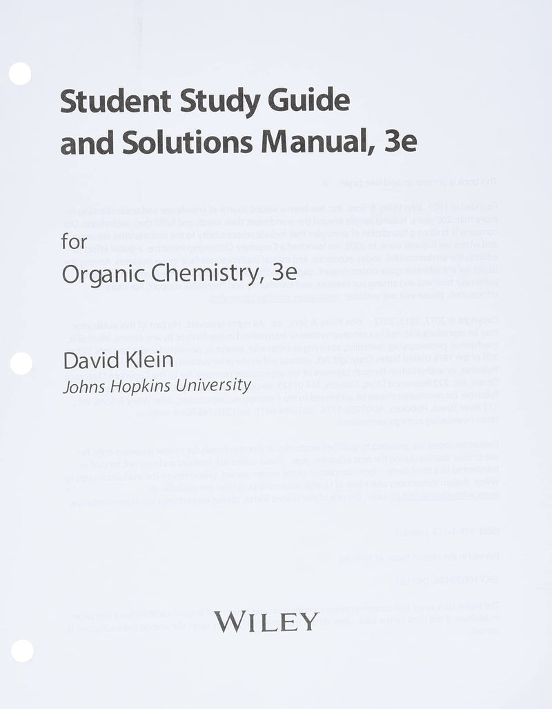 Organic Chemistry, Student Study Guide and Solutions Manual,New