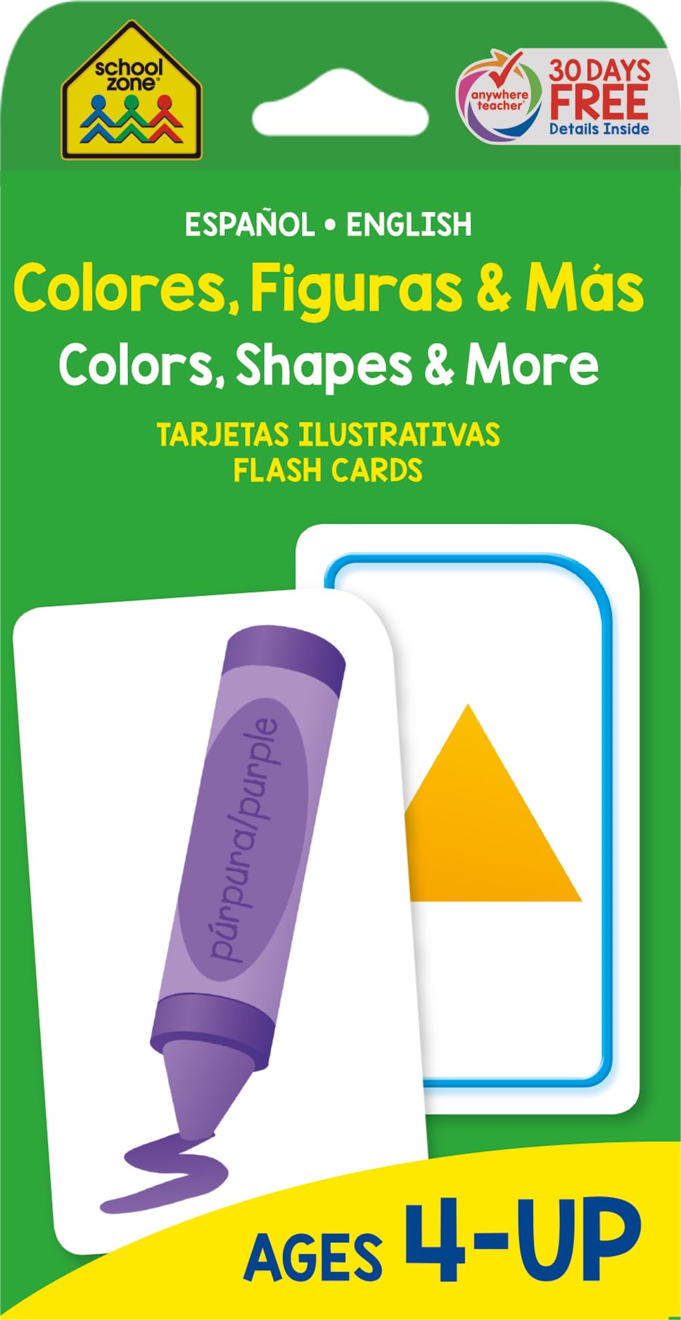 School Zone  Bilingual Colors, Shapes & More Flash Cards  Ages 4+, Preschool to Kindergarten, ESL, Language Immersion, Numbers,New