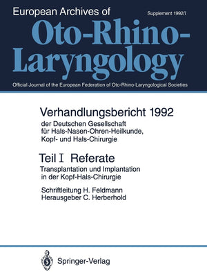 Teil I: Referate: Transplantation und Implantation in der KopfHalsChirurgie (Verhandlungsbericht der Deutschen Gesellschaft fr,Used
