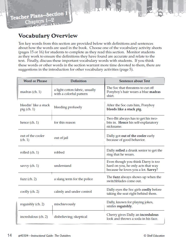 The Outsiders: An Instructional Guide for Literature  Novel Study Guide for 6th12th Grade Literature with Close Reading and Wr,Used