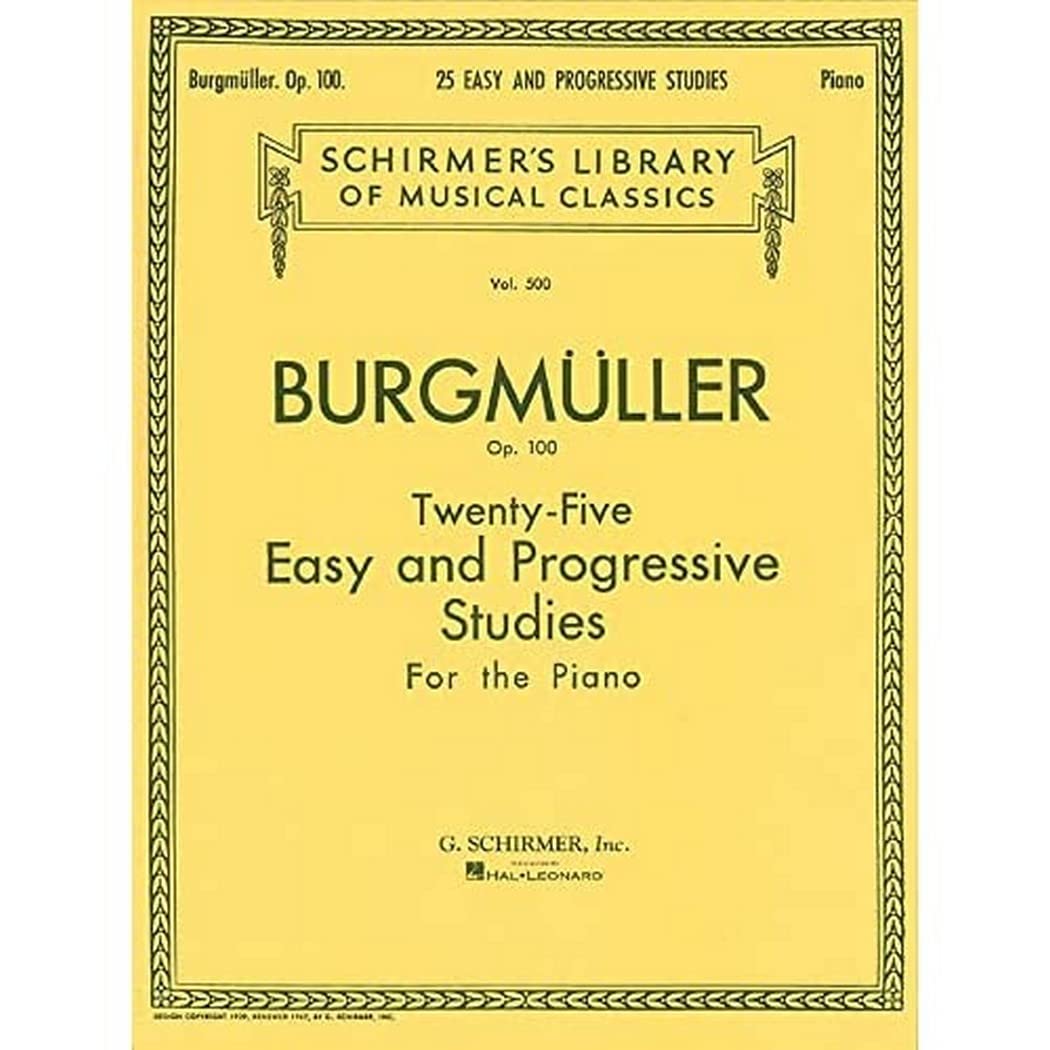 Burgm?ller  TwentyFive Easy and Progressive Studies, Op. 100  Piano Method for Intermediate Players  Schirmer Library of Music,Used