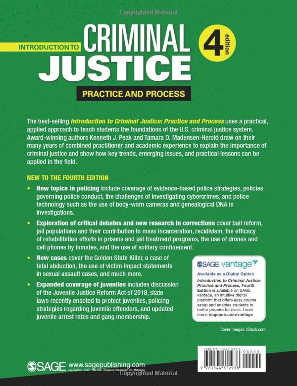 Sage Publications Introduction to Criminal Justice: Practice and Process Book