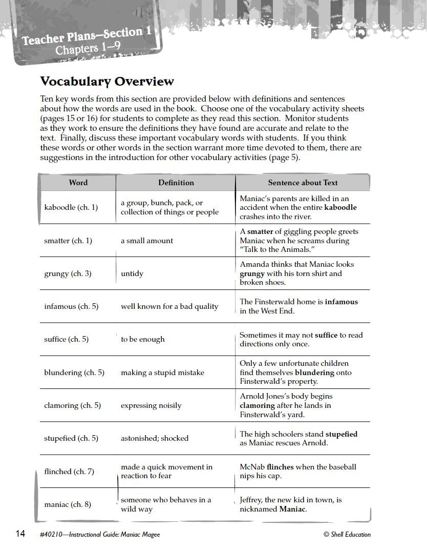 Maniac Magee: An Instructional Guide for Literature  Novel Study Guide for 4th8th Grade Literature with Close Reading and Writ,Used