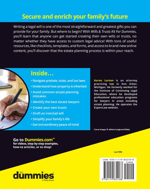 Wills & Trusts Kit For Dummies (For Dummies (Business & Personal Finance)),Used