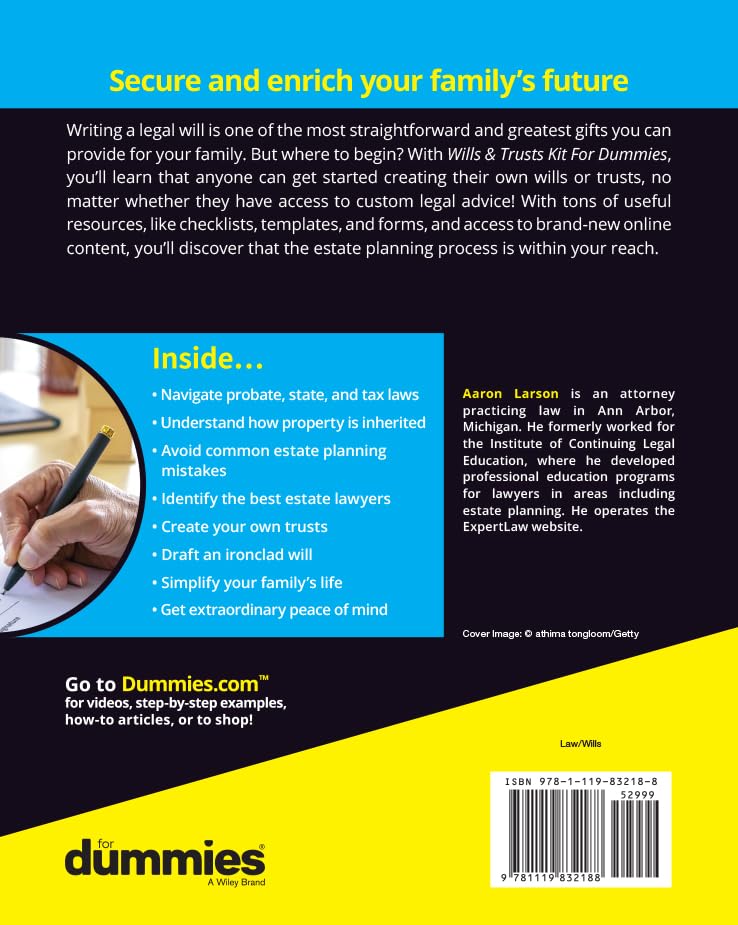 Wills & Trusts Kit For Dummies (For Dummies (Business & Personal Finance)),Used