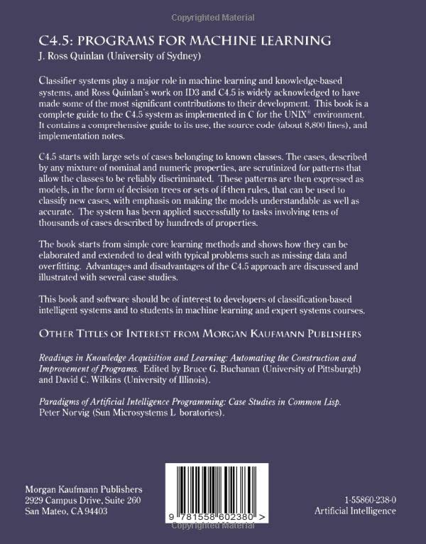 C4.5: Programs for Machine Learning (Morgan Kaufmann Series in Machine Learning),Used