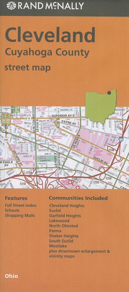 Rand McNally Cleveland/Cuyahoga County, Ohio Street Map,Used