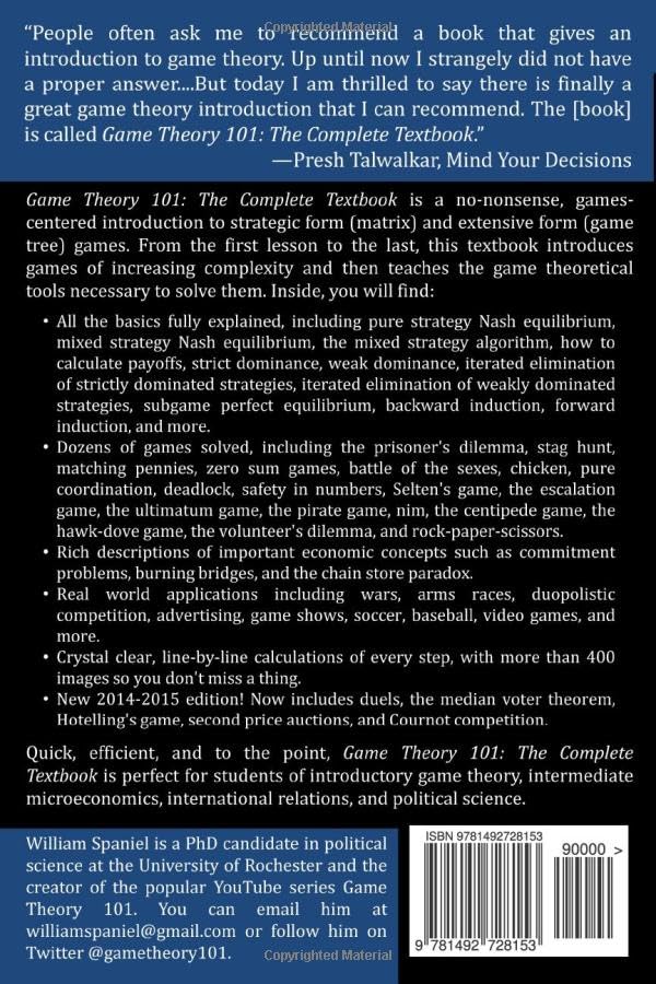 Game Theory 101: The Complete Textbook,Used