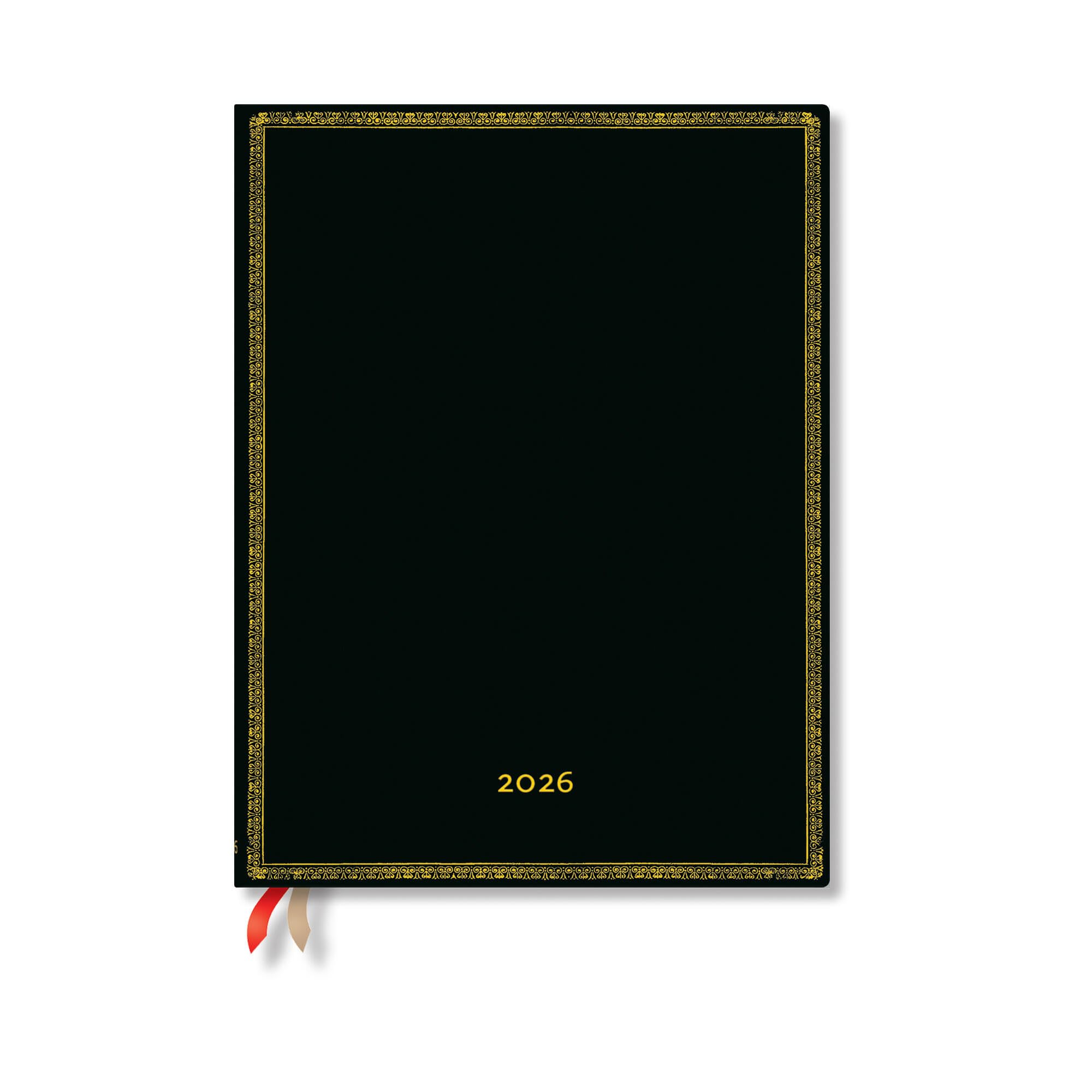 Paperblanks | 2026 Black Edition | Old Leather Collection | 12Month Planner Flexis | Ultra | DayAtATime | Elastic Band | 432
