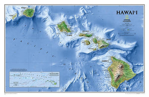 National Geographic Hawaii Wall Map  Laminated (34.75 x 22.75 in) (National Geographic Reference Map),Used