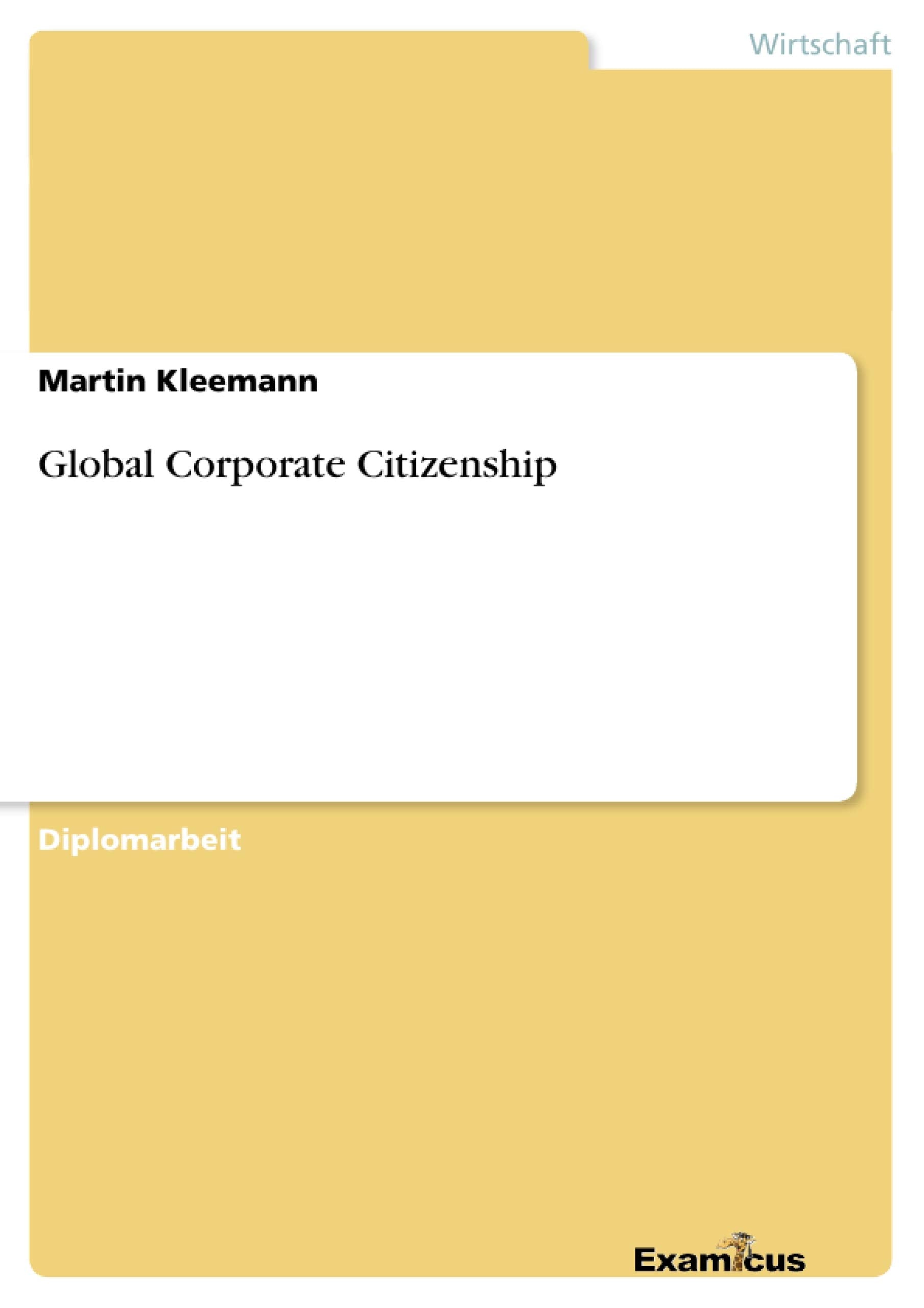 Global Corporate Citizenship (German Edition),Used