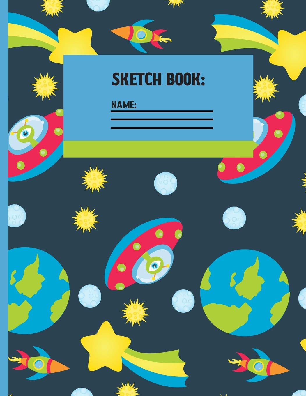 Sketchbook: Nile blue Space Alien cute & elegant Sketch paper to draw and sketch in.,Used