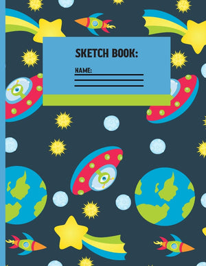 Sketchbook: Nile blue Space Alien cute & elegant Sketch paper to draw and sketch in.,Used