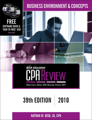 Bisk CPA Review: Business Environment & Concepts  39th Edition 2010 (Comprehensive CPA Exam Review Business Environment & Conce,Used