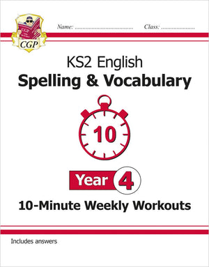 New KS2 English 10Minute Weekly Workouts: Spelling & Vocabulary  Year 4 (CGP KS2 English),Used