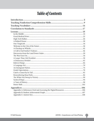 Comprehension and Critical Thinking 6th Grade  Sixth grade workbook with lessons to improve comprehension, critical thinking an,Used