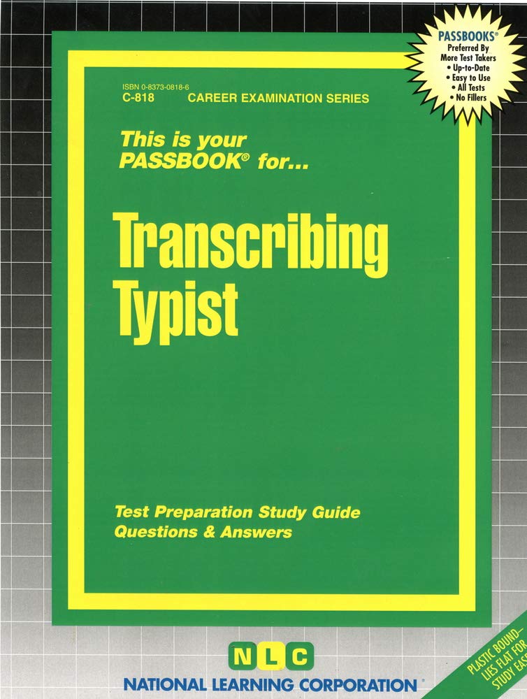 Transcribing Typist(Passbooks) (Career Examination Series),Used