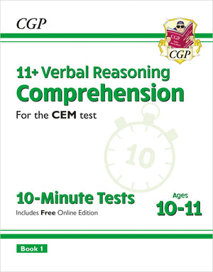 New 11+ CEM 10Minute Tests: Comprehension  Ages 1011 Book 1 (with Online Edition) (CGP 11+ CEM),Used