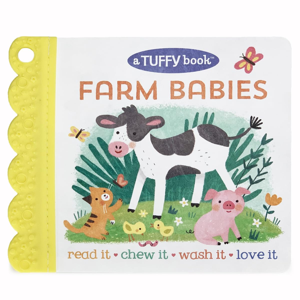 Tuffy Farm Babies Book  Washable, Chewable, Unrippable Pages With Hole For Stroller Or Toy Ring, Teether Tough, Ages 03 (A Tuf