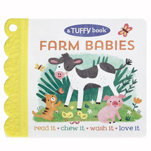 Tuffy Farm Babies Book  Washable, Chewable, Unrippable Pages With Hole For Stroller Or Toy Ring, Teether Tough, Ages 03 (A Tuf