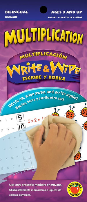 Multiplication: Multiplicacion (Write & Wipe), Ages 8 and Up (English and Spanish Edition),Used