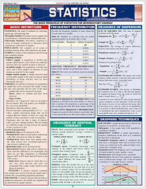Statistics Laminate Reference Chart: Parameters, Variables, Intervals, Proportions (Quickstudy: Academic ),New