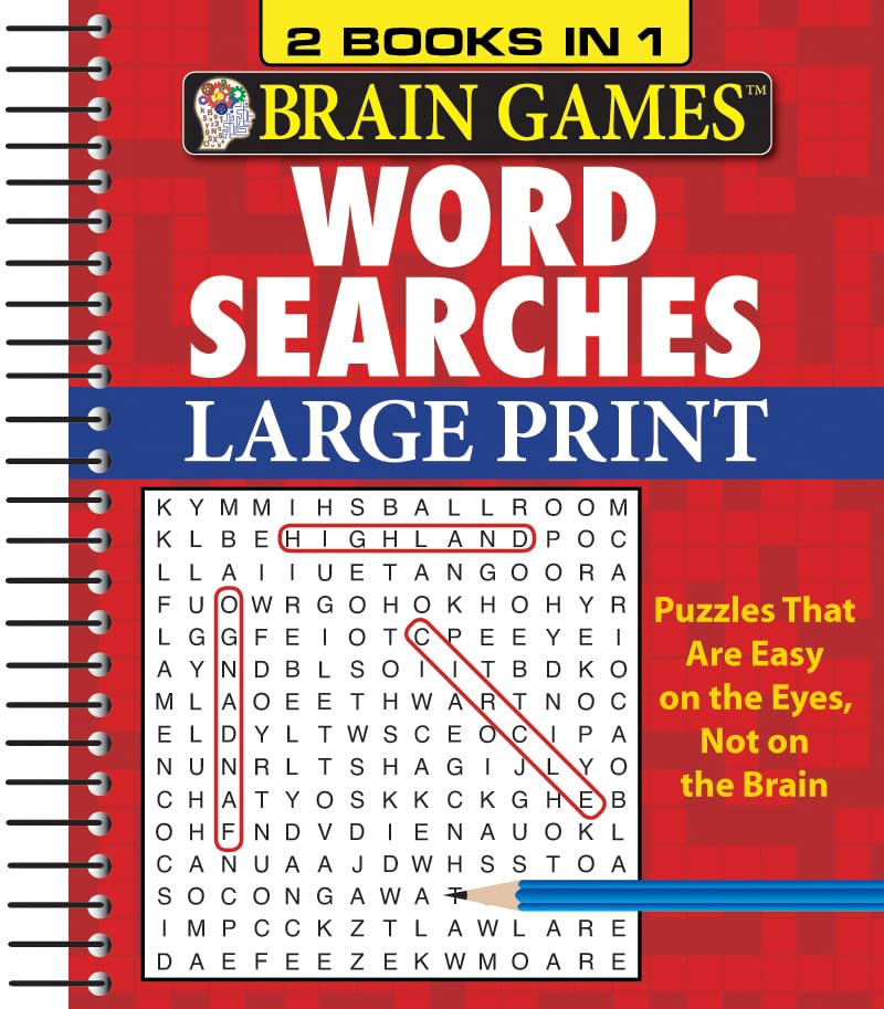 Brain Games  2 Books in 1  Word Searches (Large Print),Used