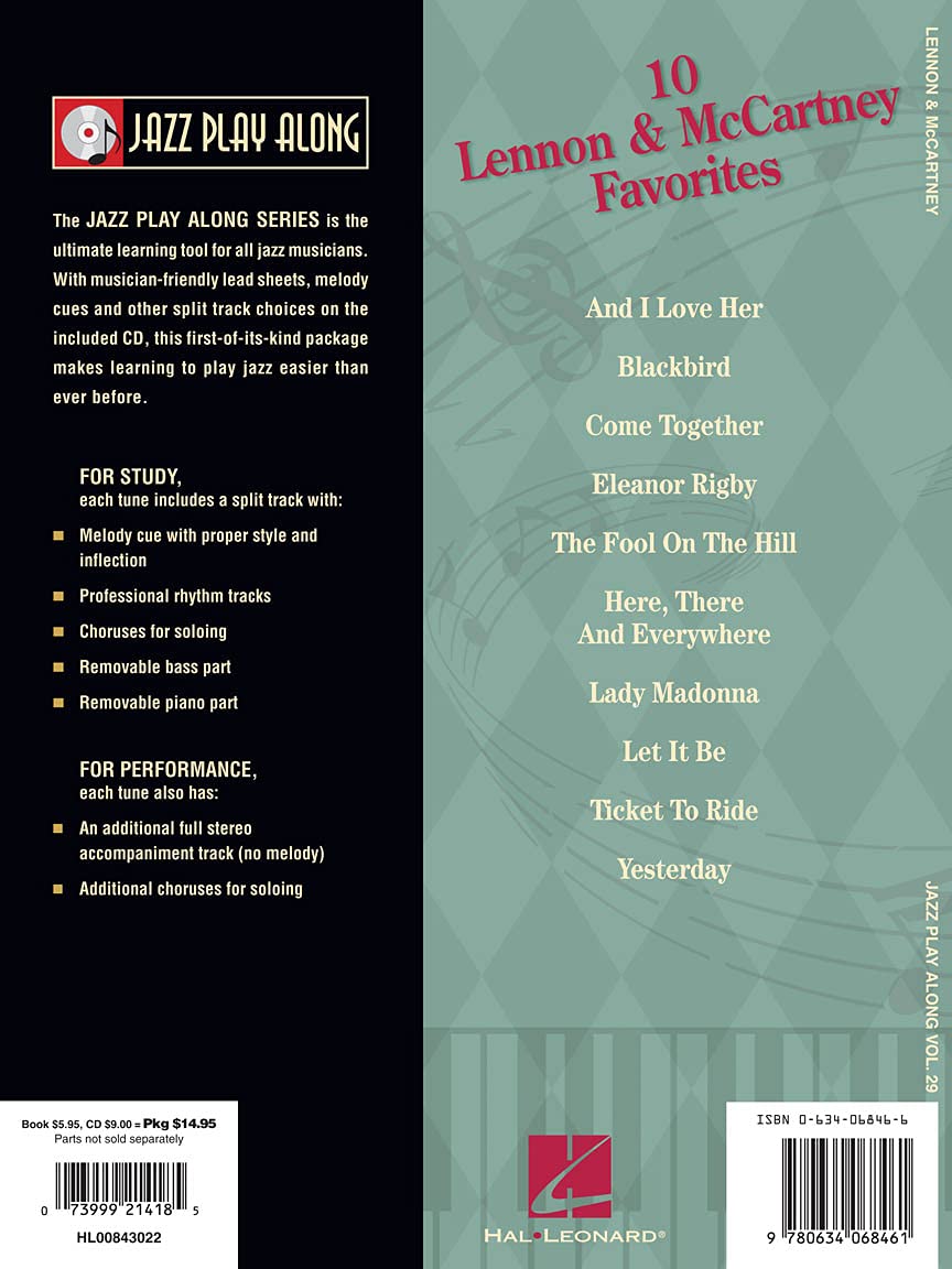 Lennon and McCartney: Jazz Play-Along Volume 29 (Jazz Play Along Series)-Used