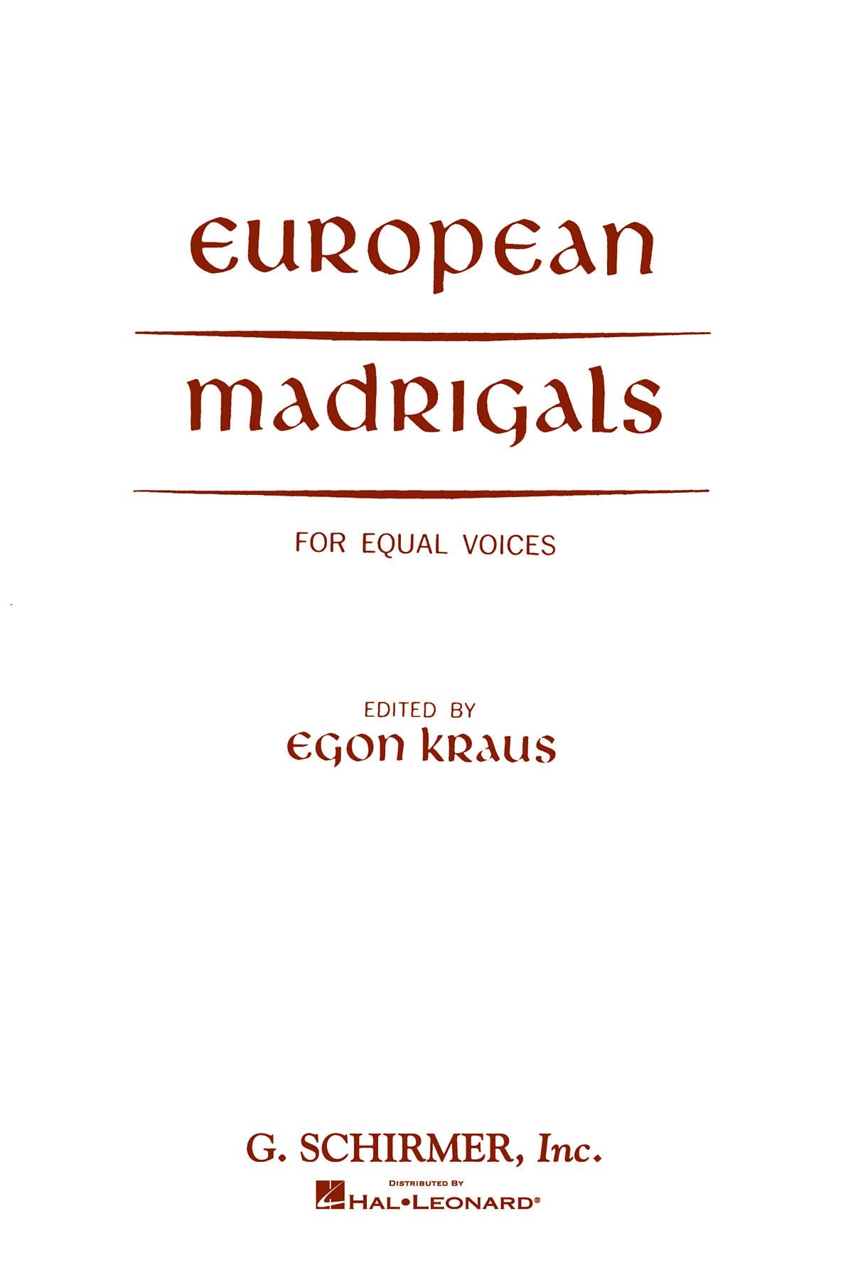 European Madrigals Equal Voices,Used