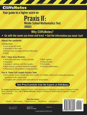 CliffsNotes Praxis II: Middle School Mathematics Test (0069) Test Prep (CliffsNotes (Paperback)),Used