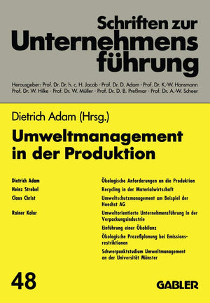 Umweltmanagement in der Produktion (Schriften Zur Unternehmensfuhrung,) (German Edition),Used