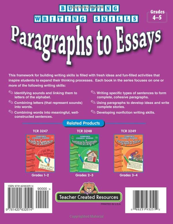 Building Writing Skills: Paragraphs to Essays: Paragraphs to Essays,Used
