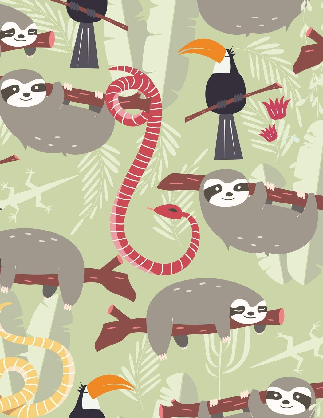 Graph Paper Notebook: Quad Ruled Graphing Paper, 200 Pages, Hanging Sloth In a Jungle (8.5x11),Used