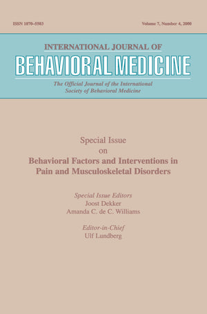Behavioral Factors And Interventions In Pain And Musculoskeletal Disorders (International Journal Of Behavioral Medicine),New