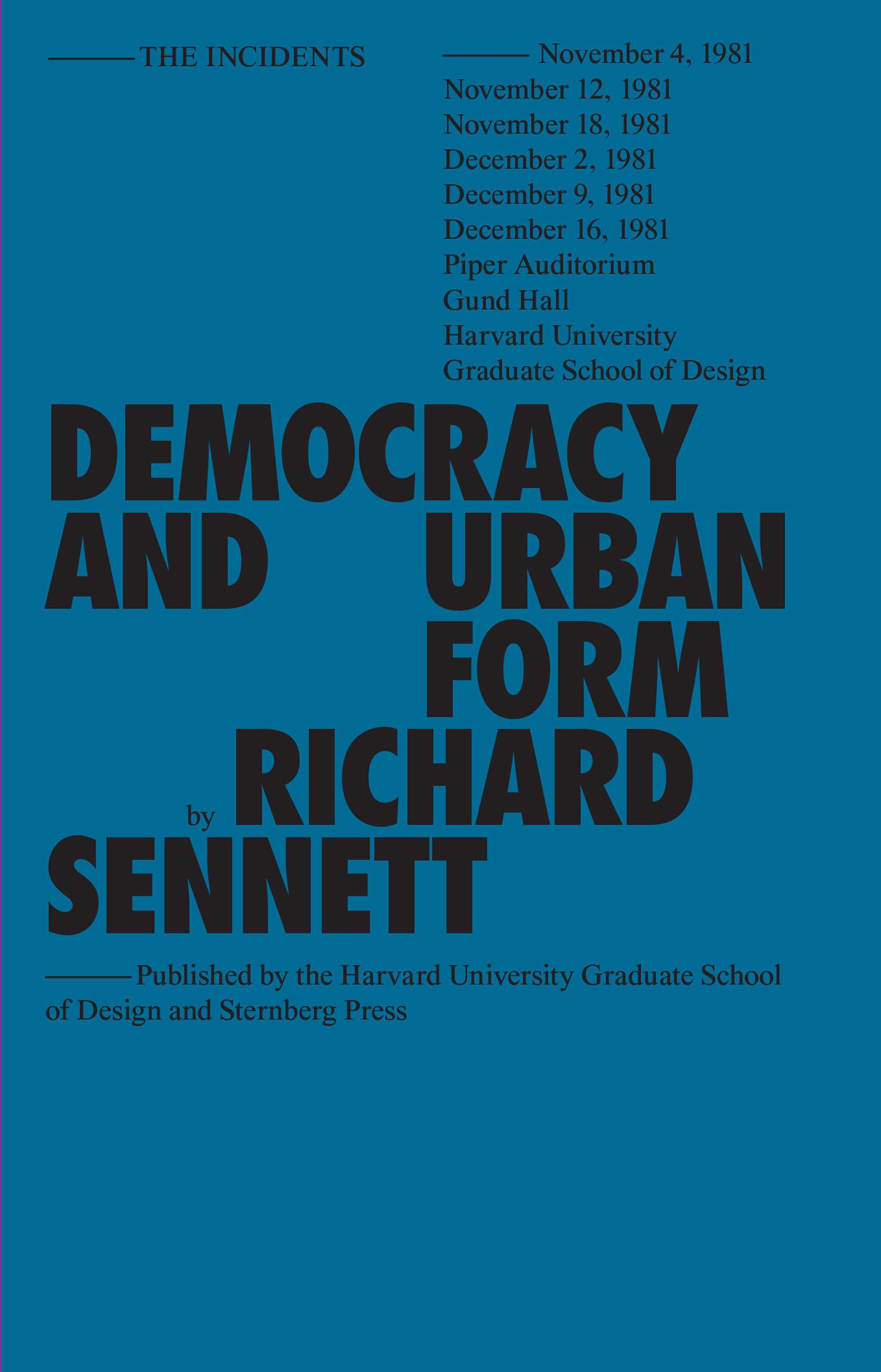 Democracy and Urban Form (Sternberg Press / The Incidents),New