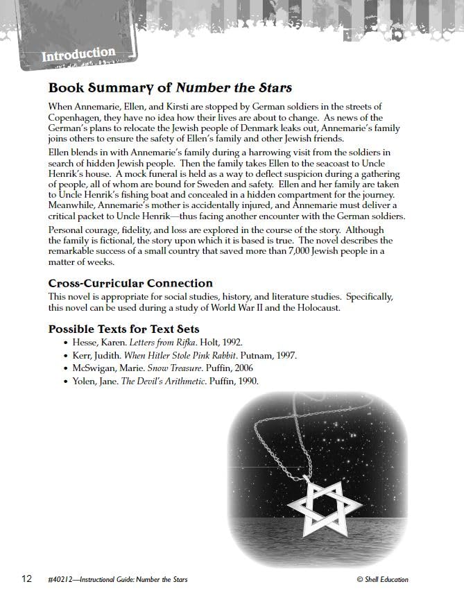 Number the Stars: An Instructional Guide for Literature  Novel Study Guide for Elementary School Literature with Close Reading ,Used