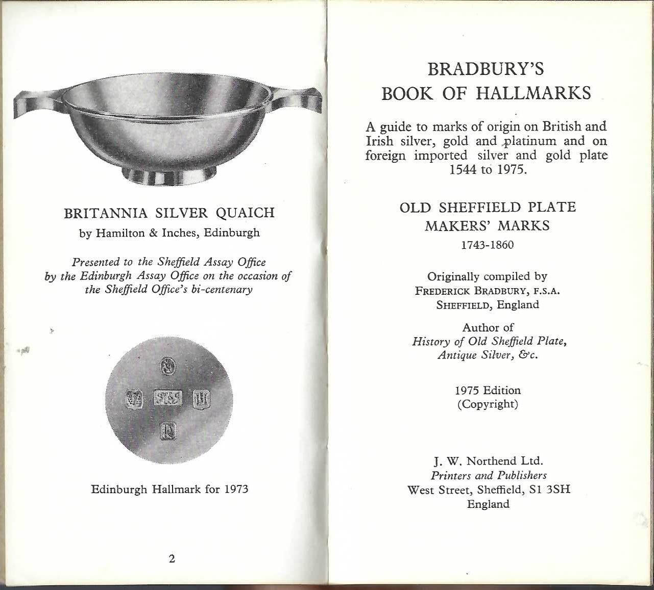 Bradburys Book of Hallmarks,Used