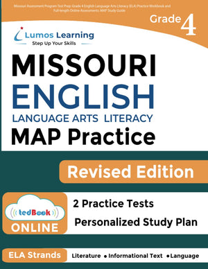 Missouri Assessment Program Test Prep: Grade 4 English Language Arts Literacy (ELA) Practice Workbook and Fulllength Online Ass,Used