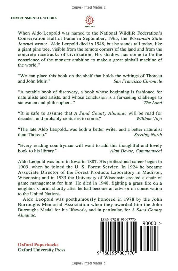 A Sand County Almanac And Sketches Here And There,New