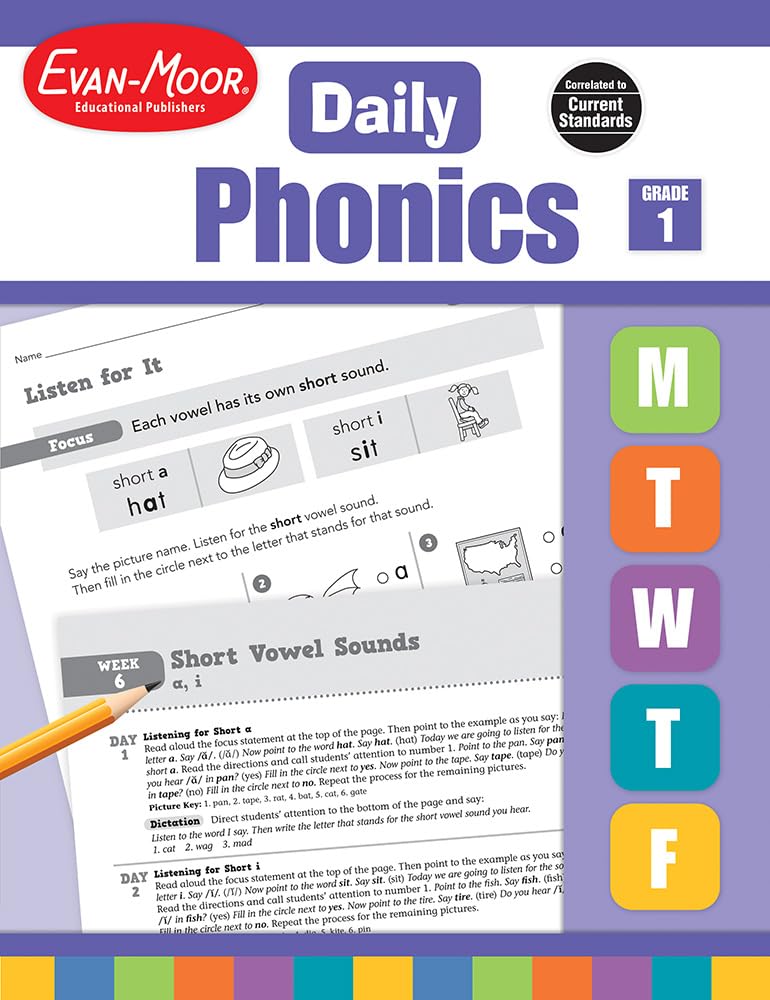 EvanMoor Daily Phonics, Grade 1, Homeschooling & Classroom Resource Workbook. Phonemic Awareness, Decoding, WordStudy, Teachin,New