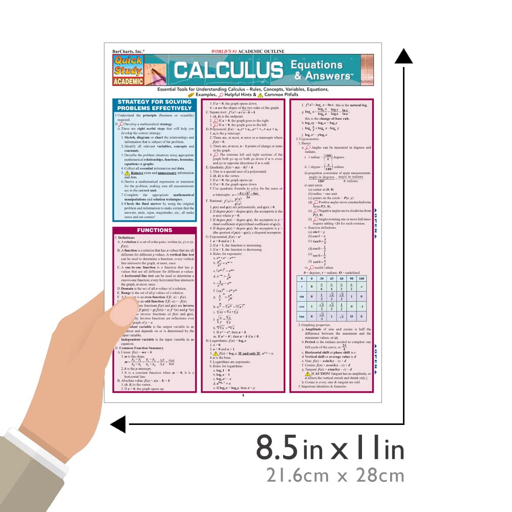 Calculus Equations & Answers QuickStudy Laminated Study Guide (QuickStudy Academic),New