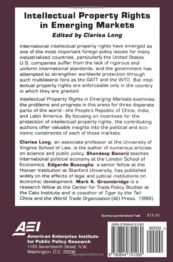 Intellectual Property Rights in Emerging Markets,Used