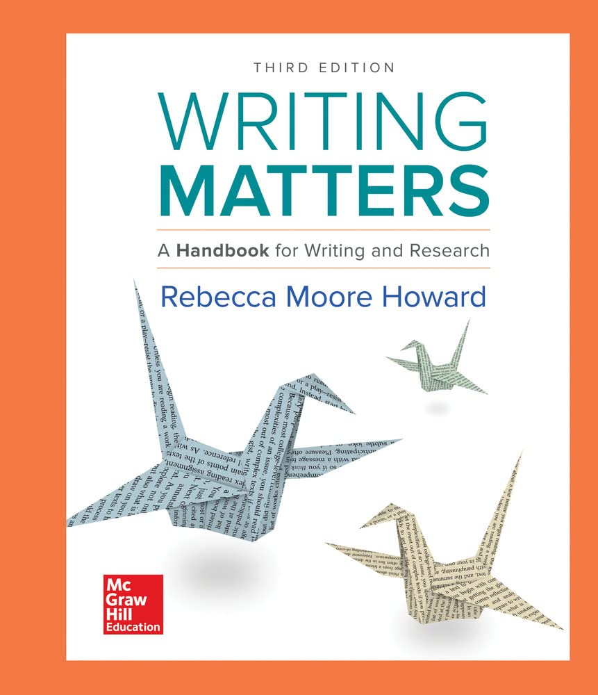 Writing Matters: A Handbook for Writing and Research (Comprehensive Edition with Exercises),Used
