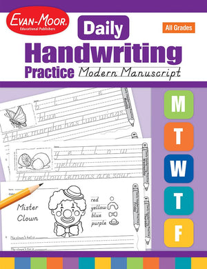 EvanMoor Daily Handwriting Practice Modern Manuscript, KindergartenGrade 6, Homeschooling and Classroom Resource Workbook, Pen,Used