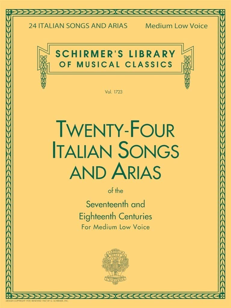 Twentyfour Italian Songs and Arias of the Seventeenth and Eighteenth Centuries for Medium Low Voice (Schirmer's Library of Musi,Used